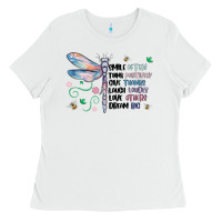 White dragonfly smile tink give laugh love dream Ladies Tee - MaliasSmallBusiness