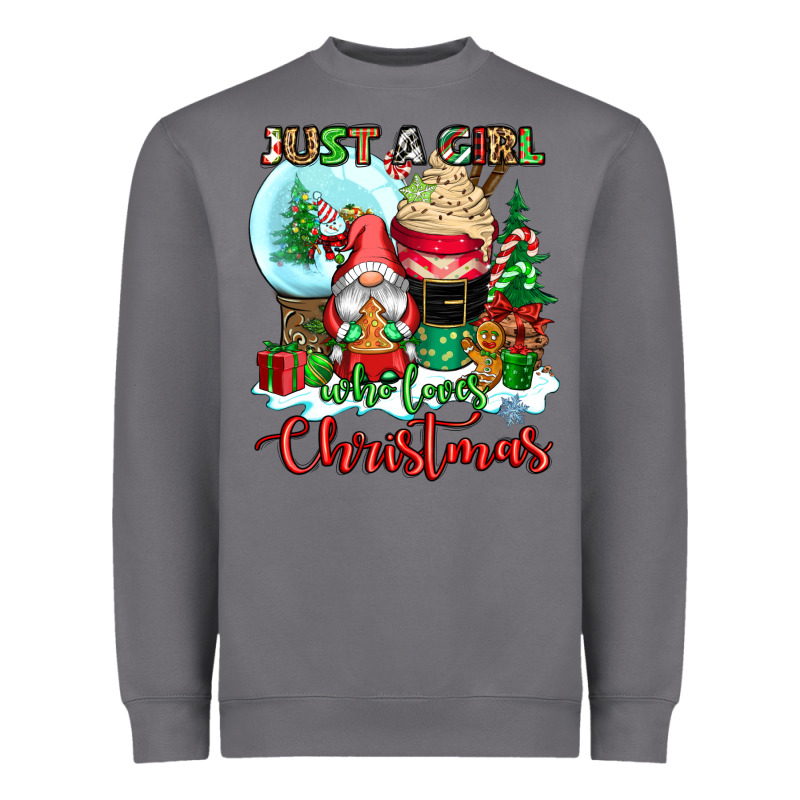 Just A Girl Who Loves Christmas Heavyweight Sweatshirt by CowGirlArtShop | Teevron