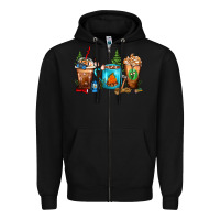 Black Camping Coffee Cups Zipper Hoodie - FaDigitalArtStudio