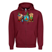 Burgundy Camping Coffee Cups Zipper Hoodie - FaDigitalArtStudio