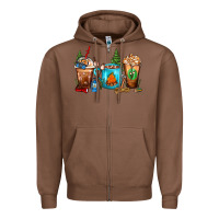 Chestnut Camping Coffee Cups Zipper Hoodie - FaDigitalArtStudio