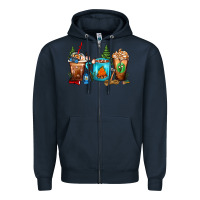 Navy Camping Coffee Cups Zipper Hoodie - FaDigitalArtStudio