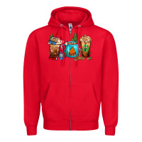 Red Camping Coffee Cups Zipper Hoodie - FaDigitalArtStudio