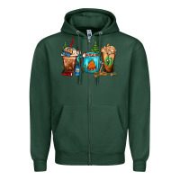 Sports Green Camping Coffee Cups Zipper Hoodie - FaDigitalArtStudio