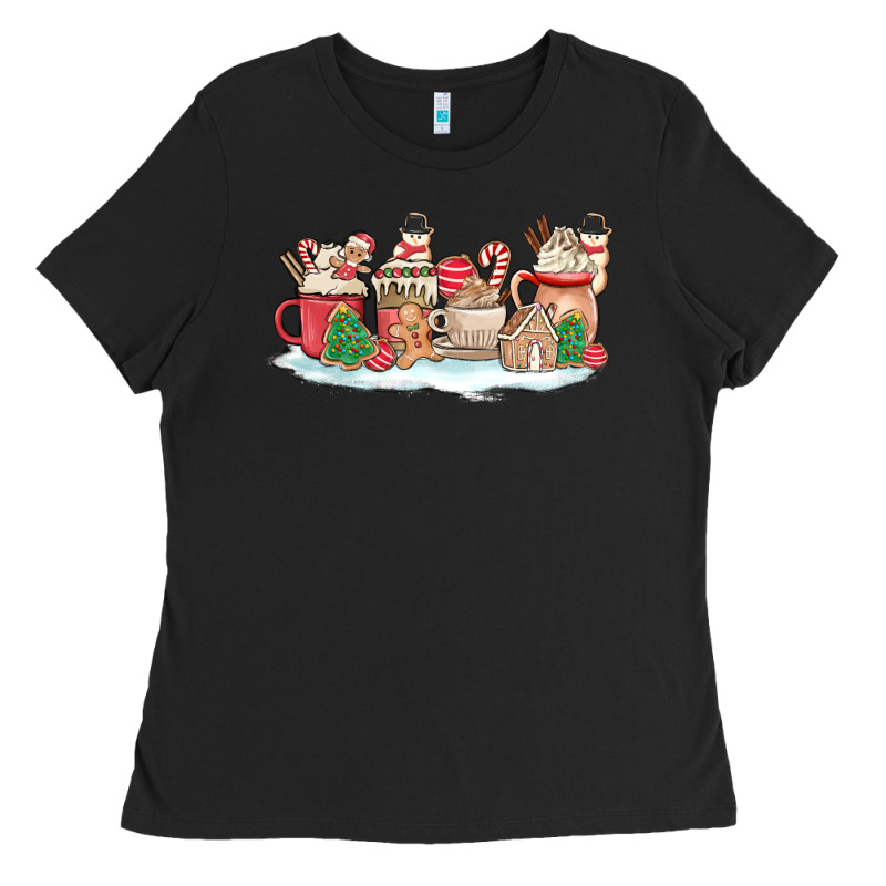 Christmas Cookie Coffe Cups Ladies Tee by MaliasSmallBusiness | Teevron