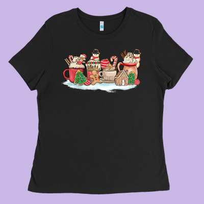 Christmas Cookie Coffe Cups Ladies Tee Designed By Maliassmallbusiness