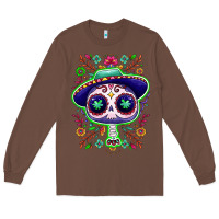Chestnut Mexican Day of dead sugar skull Long Sleeve Tee - NancyCooperArtShop