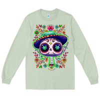 Matcha Mexican Day of dead sugar skull Long Sleeve Tee - NancyCooperArtShop