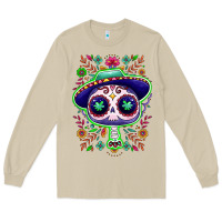 Mushroom Mexican Day of dead sugar skull Long Sleeve Tee - NancyCooperArtShop