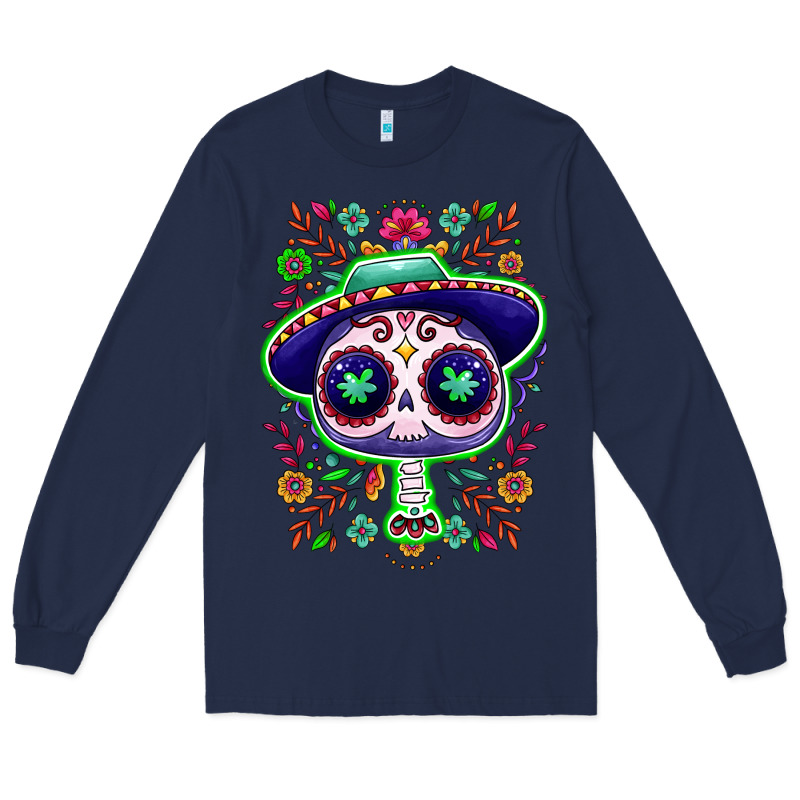 Mexican Day Of Dead Sugar Skull Long Sleeve Tee by NancyCooperArtShop | Teevron