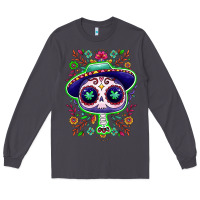 Smoke Mexican Day of dead sugar skull Long Sleeve Tee - NancyCooperArtShop