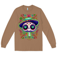 Toasted Coconut Mexican Day of dead sugar skull Long Sleeve Tee - NancyCooperArtShop
