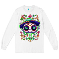 White Mexican Day of dead sugar skull Long Sleeve Tee - NancyCooperArtShop
