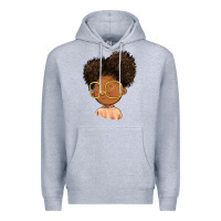 Heather Grey black girl Premium Hoodie - FaDigitalArtStudio