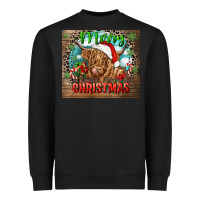 Black merry christmas heifer cow Heavyweight Sweatshirt - CowGirlArtShop