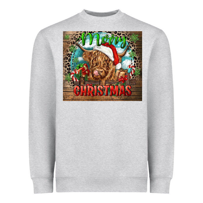 Merry Christmas Heifer Cow Heavyweight Sweatshirt by CowGirlArtShop | Teevron