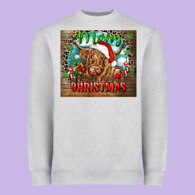 Merry Christmas Heifer Cow Heavyweight Sweatshirt Designed By Cowgirlartshop