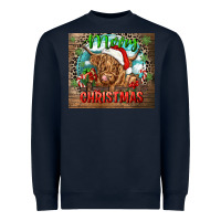 Navy merry christmas heifer cow Heavyweight Sweatshirt - CowGirlArtShop