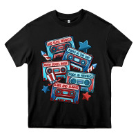 Black usa america cassette tapes Heavy Core Tee - MaliasSmallBusiness
