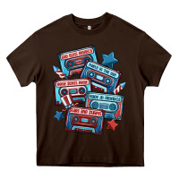 Chocolate Brown usa america cassette tapes Heavy Core Tee - MaliasSmallBusiness