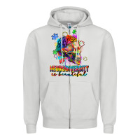 Dove Grey Neurodiversity is beautiful Zipper Hoodie - FaDigitalArtStudio