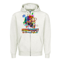 Oatmeal Heather Neurodiversity is beautiful Zipper Hoodie - FaDigitalArtStudio