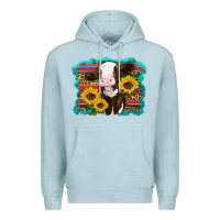 Blue Mist western cow sunflowers serape leopard Premium Hoodie - RanaPortraitStore