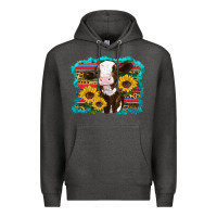Charcoal Heather western cow sunflowers serape leopard Premium Hoodie - RanaPortraitStore