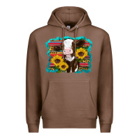Chestnut western cow sunflowers serape leopard Premium Hoodie - RanaPortraitStore