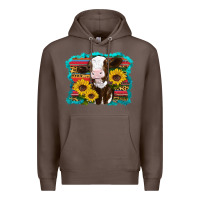 Coffee western cow sunflowers serape leopard Premium Hoodie - RanaPortraitStore