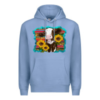 Colony Blue western cow sunflowers serape leopard Premium Hoodie - RanaPortraitStore