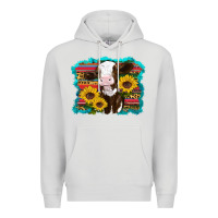 Dove Grey western cow sunflowers serape leopard Premium Hoodie - RanaPortraitStore