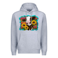 Heather Grey western cow sunflowers serape leopard Premium Hoodie - RanaPortraitStore