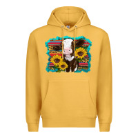 Mustard western cow sunflowers serape leopard Premium Hoodie - RanaPortraitStore