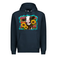 Navy western cow sunflowers serape leopard Premium Hoodie - RanaPortraitStore
