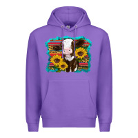 Purple western cow sunflowers serape leopard Premium Hoodie - RanaPortraitStore