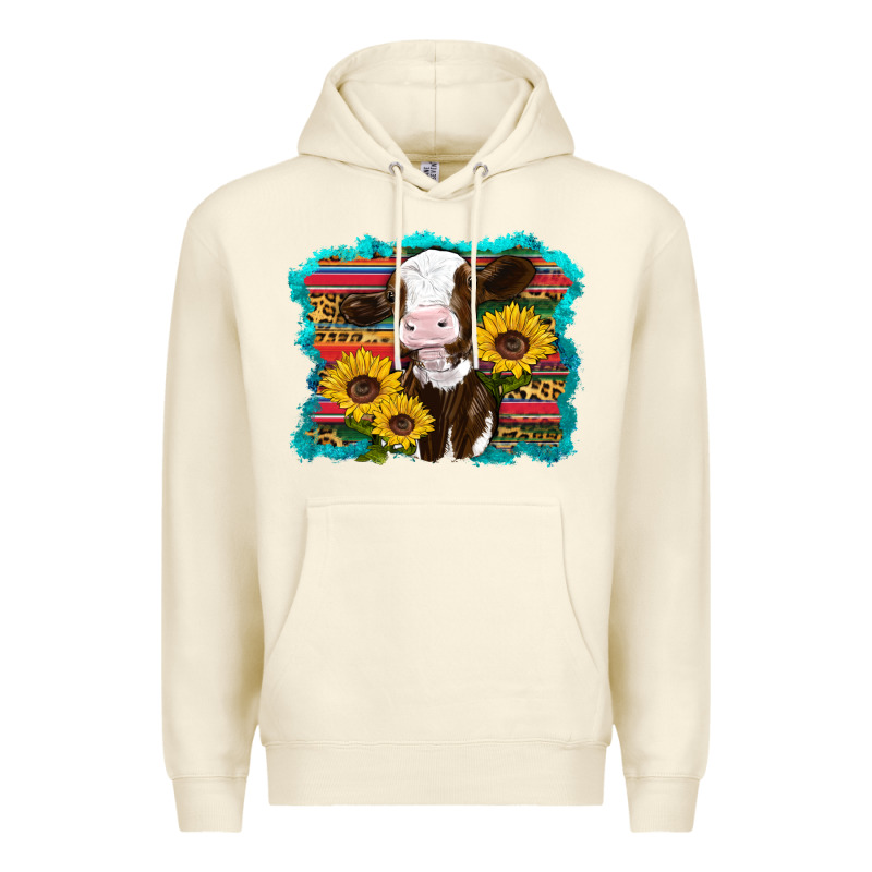 Western Cow Sunflowers Serape Leopard Premium Hoodie by RanaPortraitStore | Teevron