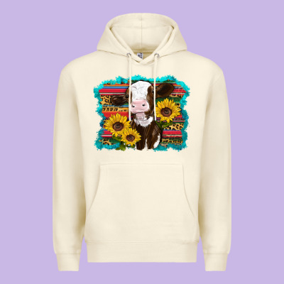 Western Cow Sunflowers Serape Leopard Premium Hoodie Designed By Ranaportraitstore