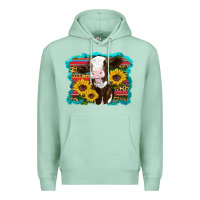 Seafoam western cow sunflowers serape leopard Premium Hoodie - RanaPortraitStore