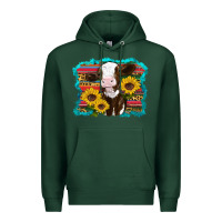 Sports Green western cow sunflowers serape leopard Premium Hoodie - RanaPortraitStore