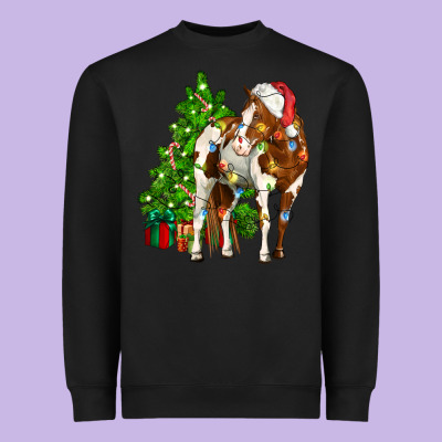 American Paint Horse Christmas Tree Heavyweight Sweatshirt Designed By Cowgirlartshop