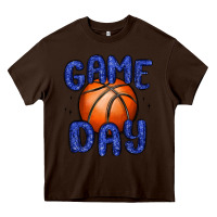 Chocolate Brown game day basketball Heavy Core Tee - MaliasSmallBusiness