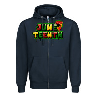 Navy Juneteenth Zipper Hoodie - FaDigitalArtStudio