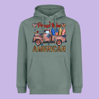 Proud To Be American Truck Heavyweight Hoodie Designed By Bundleandbundleshop
