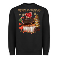 Black merry christmas cupcake chocolate Heavyweight Sweatshirt - CowGirlArtShop