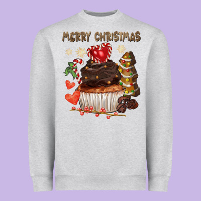 Merry Christmas Cupcake Chocolate Heavyweight Sweatshirt Designed By Cowgirlartshop
