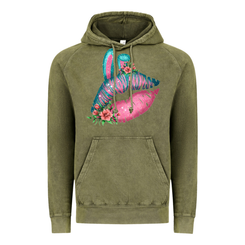 Eared Turquoise Pink Easter Lips Vintage Hoodie by Bettercallsaul | Teevron