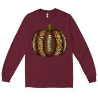 Burgundy American Football Pumpkin Long Sleeve Tee - texasbilliewilder