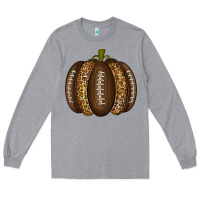 Heather Grey American Football Pumpkin Long Sleeve Tee - texasbilliewilder