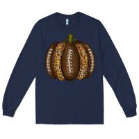 Navy American Football Pumpkin Long Sleeve Tee - texasbilliewilder